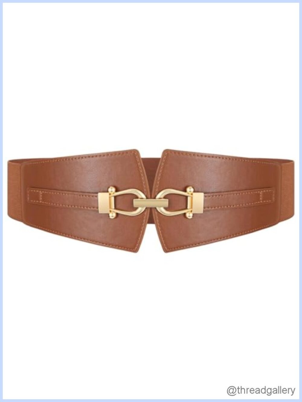 Wide Elastic Corset Belt with Gold Buckle for Dresses & Coats
